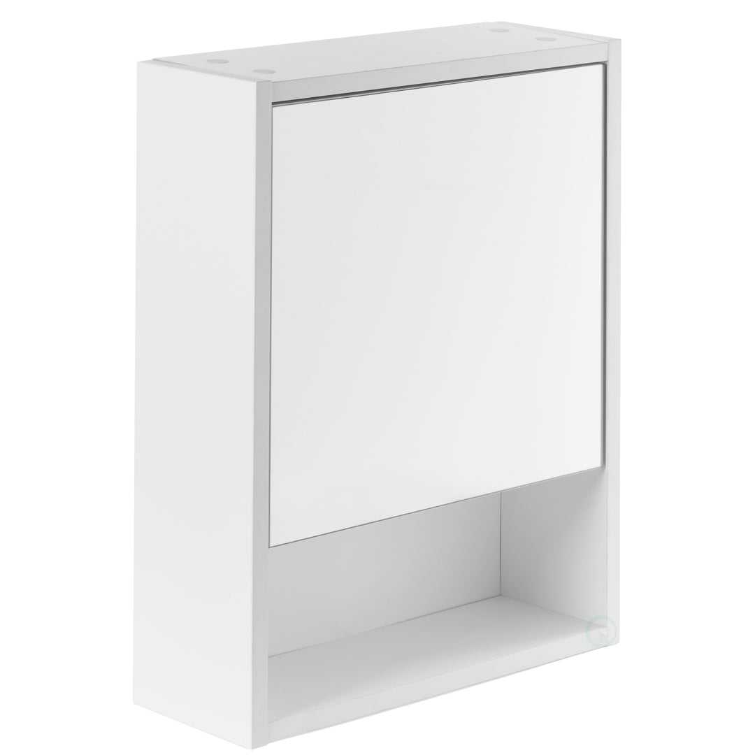 Basicwise White Wall Mounted Bathroom Storage Cabinet Mirrored Vanity Chest 3 Shelves Image 5