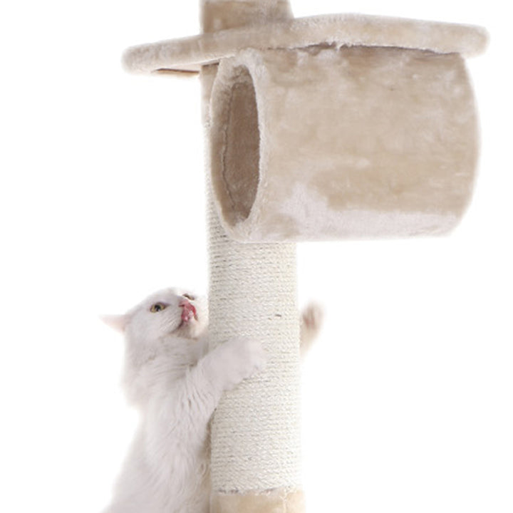 Armarkat Cat Tree A7463A Beige 74 Inch Real Wood Scratching Post Multi-Level Image 4