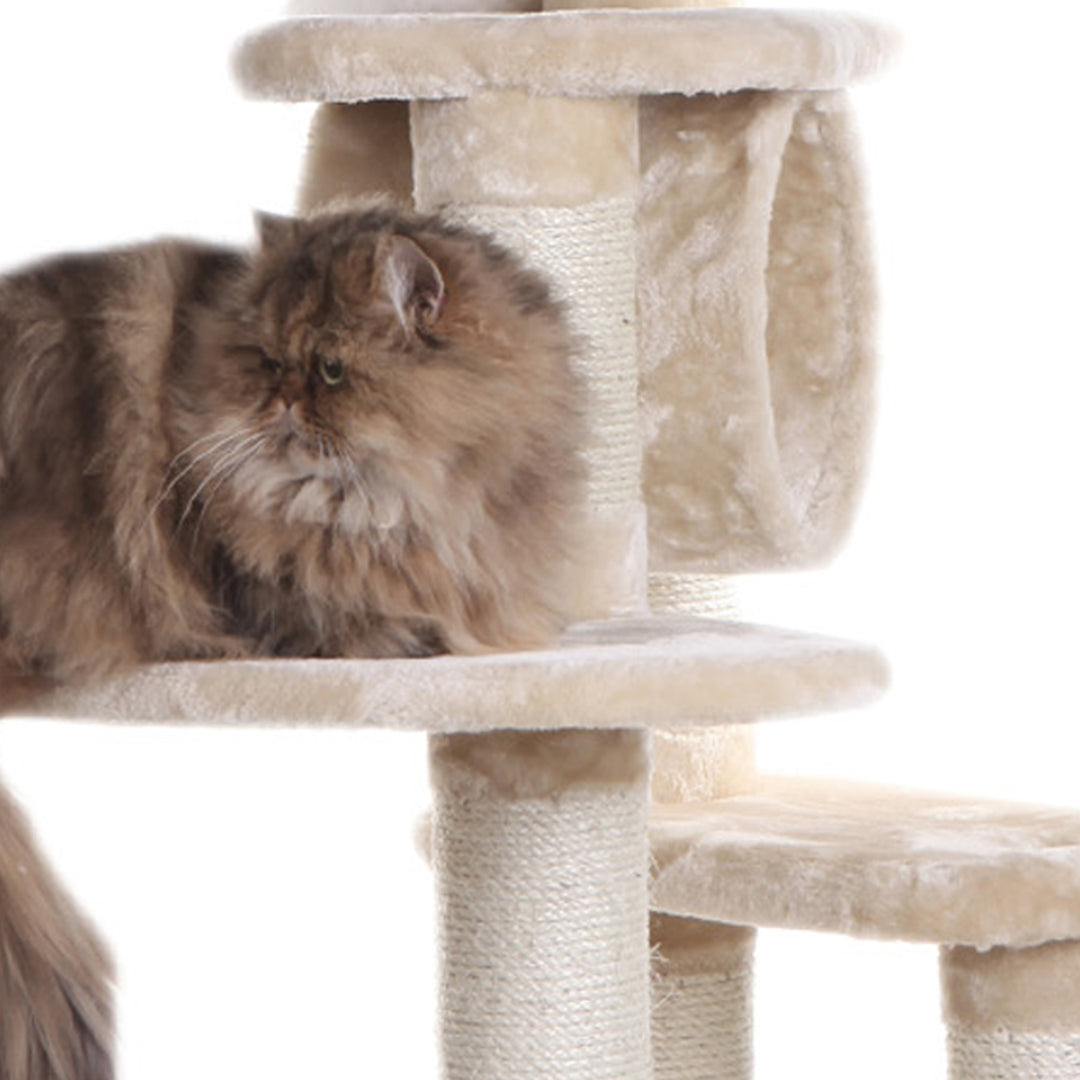 Armarkat Cat Tree A7463A Beige 74 Inch Real Wood Scratching Post Multi-Level Image 5