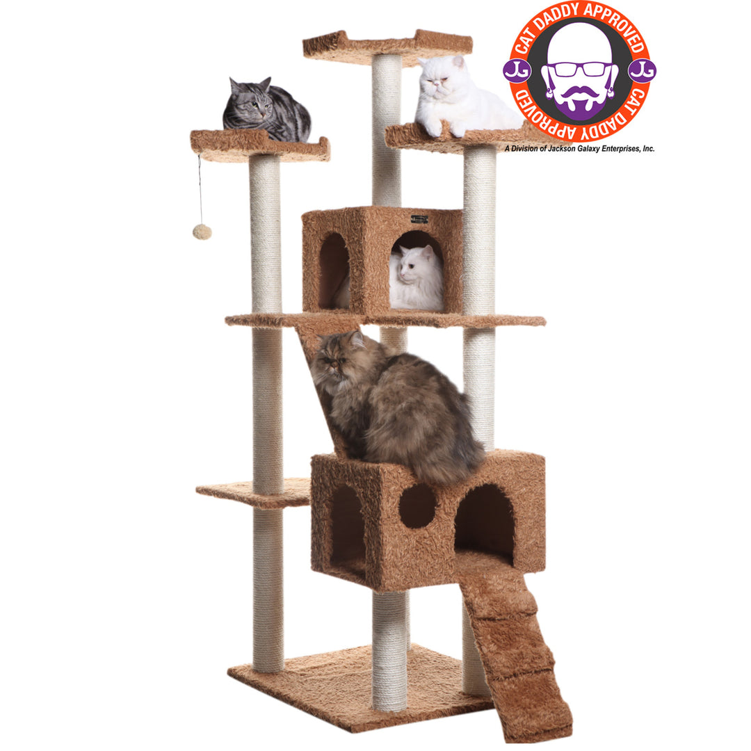 Armarkat Classic Cat Tree Model A7407 74" Wood Faux faux Brown Sisal Scratching Posts Image 4