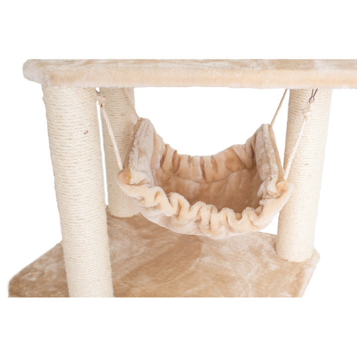 Armarkat A7204 Classic Cat Tree Beige Real Wood with Tunnel Basket Hammock Perch Image 5