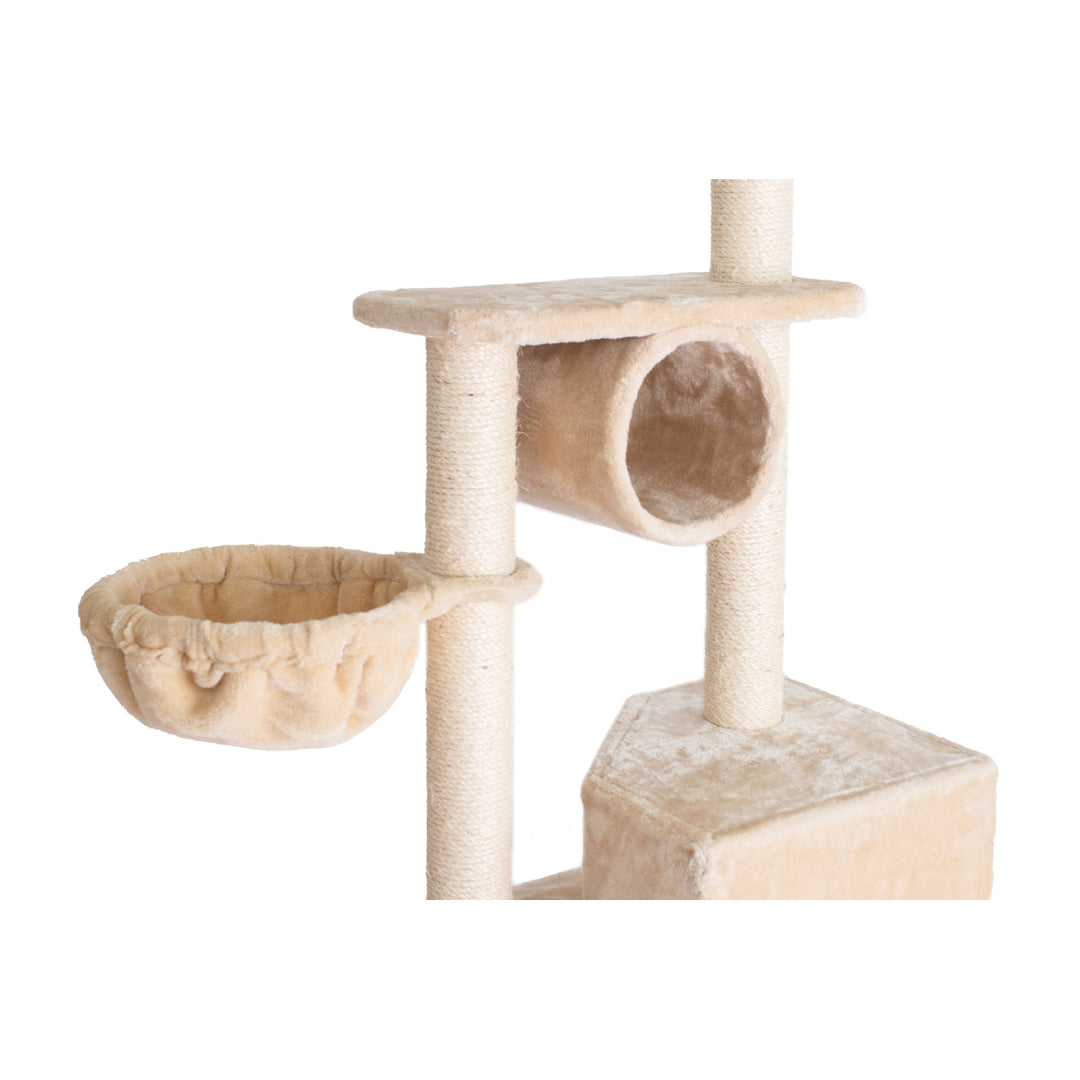 Armarkat A7204 Classic Cat Tree Beige Real Wood with Tunnel Basket Hammock Perch Image 6