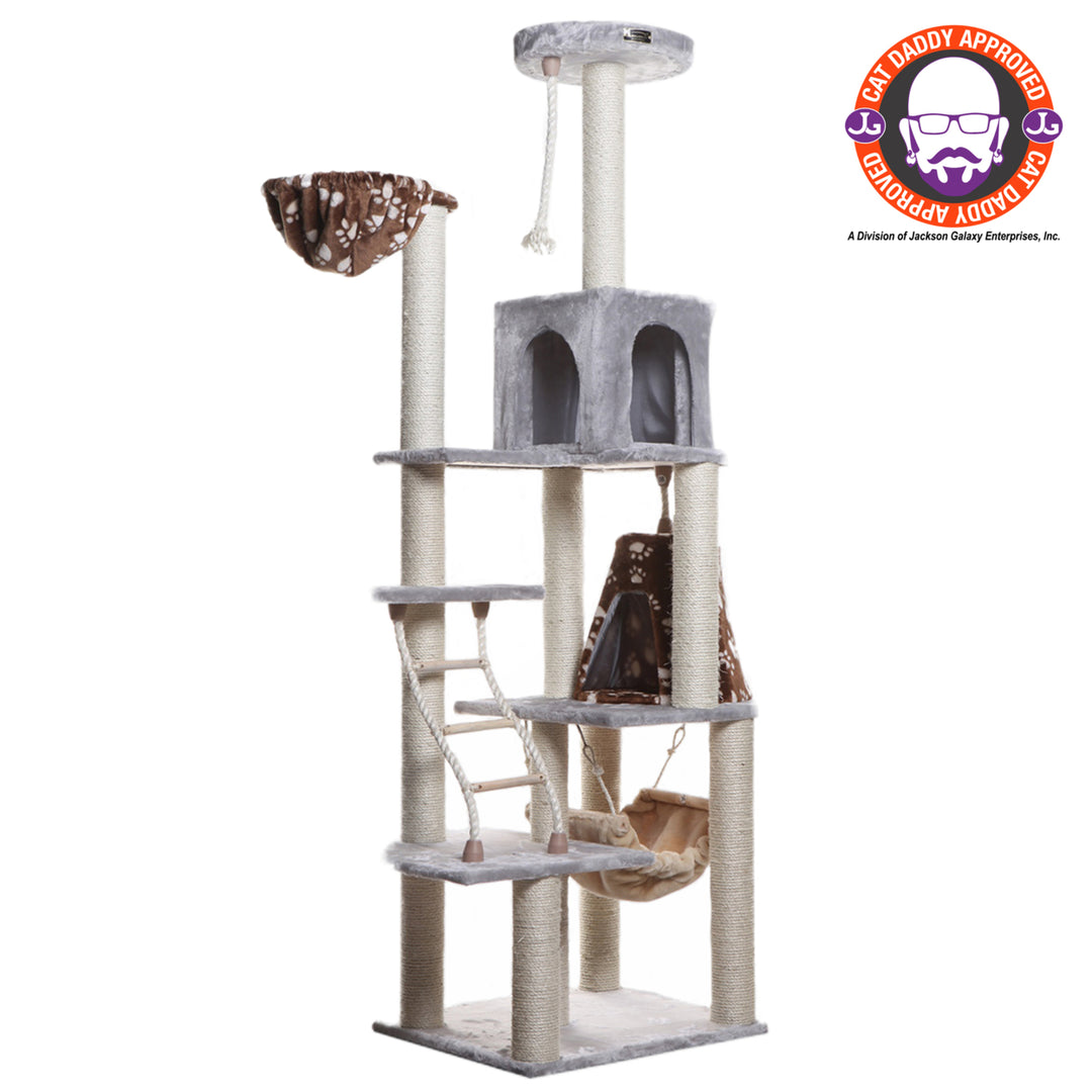 Armarkat A7802 Cat Tree Silver Gray Real Wood Scratching Post 78" Height Image 1