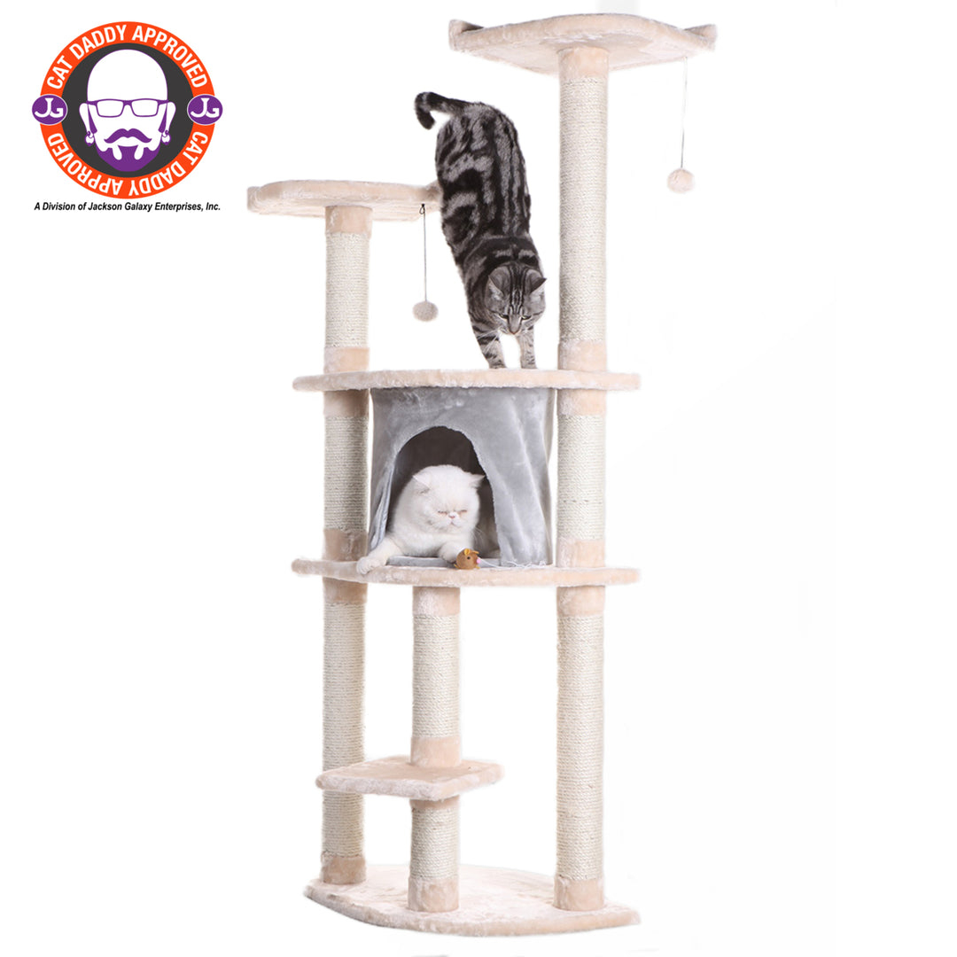 Armarkat Classic Cat Tree Model A6401 Blanched Almond 34x24x64 inches Image 1