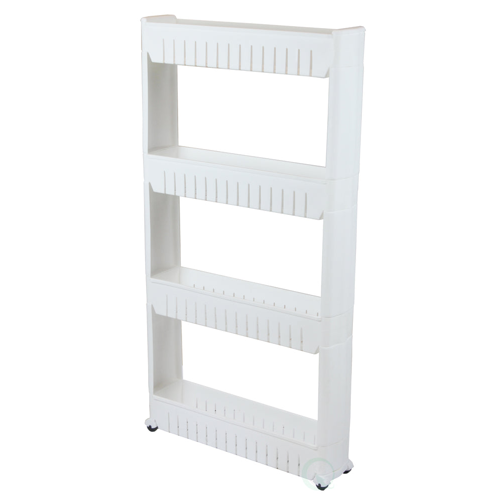 Slim Storage Cabinet Organizer 4 Shelf Rolling Cart 21.25x4.75 Narrow Space Storage Image 2