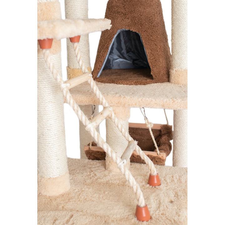 Armarkat Cat Climber 78" Real Wood Cat Tree Jackson Galaxy Approved Gold Cover Image 4