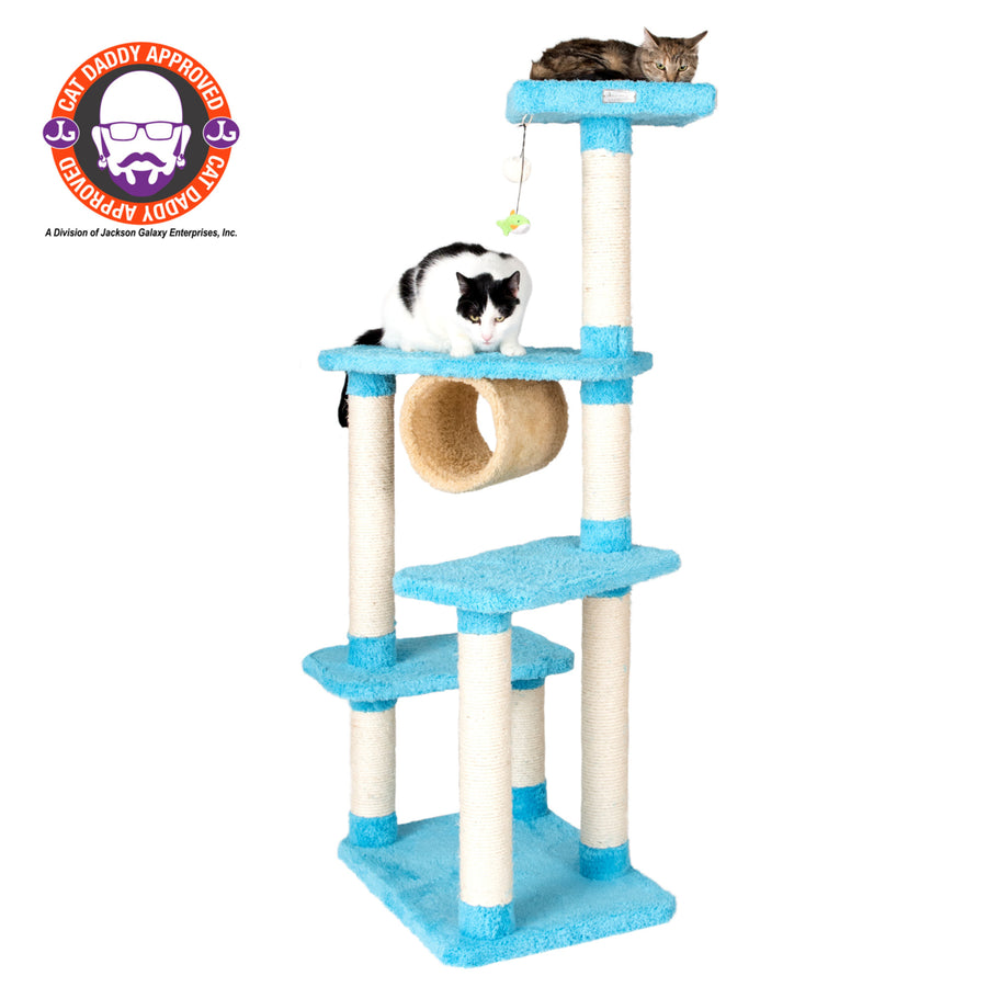 Armarkat Cat Climbing Tree Sky Blue Model X6105 Wood Cat Furniture 61 Inch Image 1