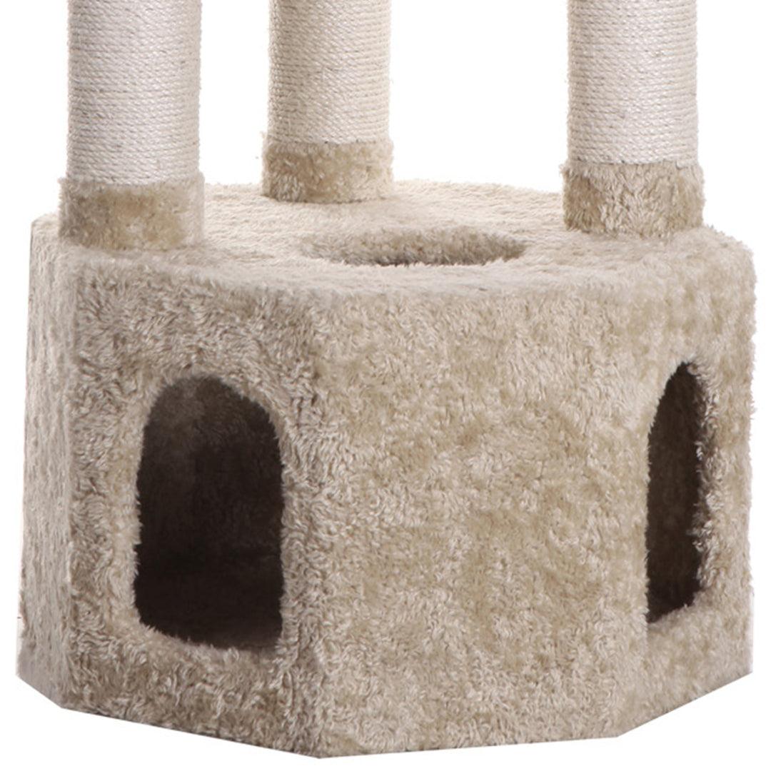 Armarkat Cat Tree X5703 Multi-Level Wood Climber Jackson Galaxy Approved Khaki Image 6