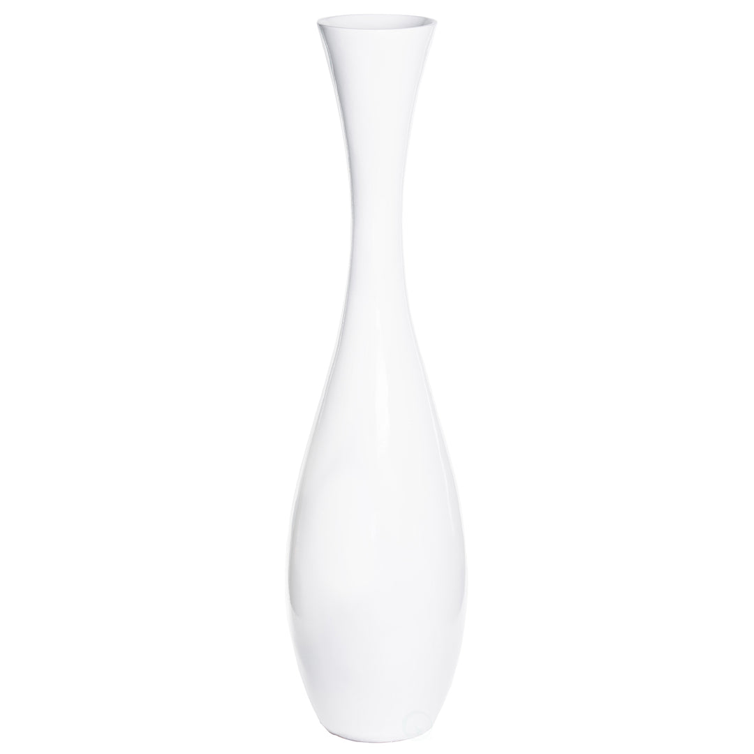 White Modern Fiberglass Trumpet Floor Vase 43 Inch Contemporary Decor Accent Image 3