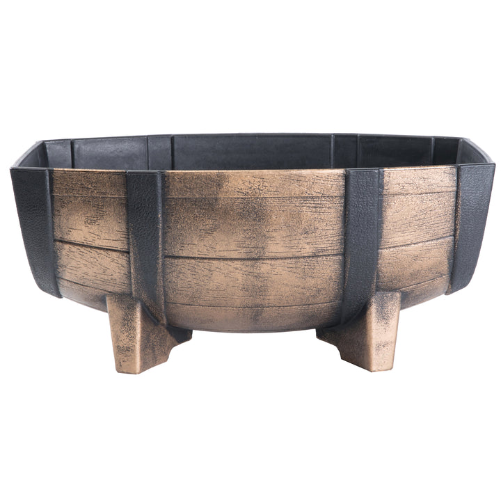 Rustic Wood Look Plastic Half Barrel Flower Pot Garden Planter 11.75 Inch Pack of 2 Image 12