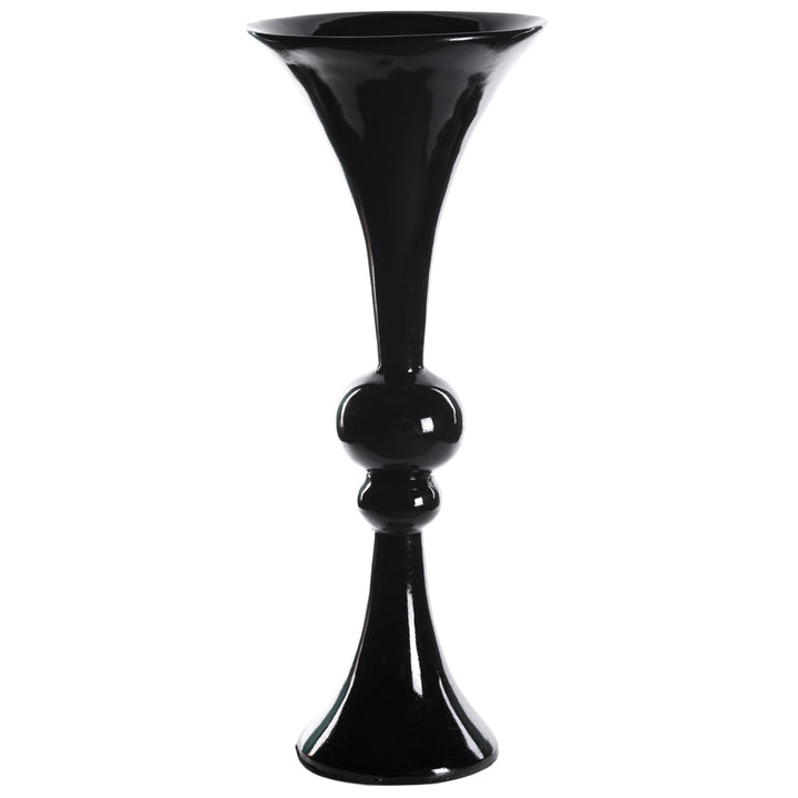 24-inch Tall Black Modern Trumpet Vase: Decorative Wedding Centerpiece, Elegant Table Decor, Tall Floor Flower Vase, Image 3