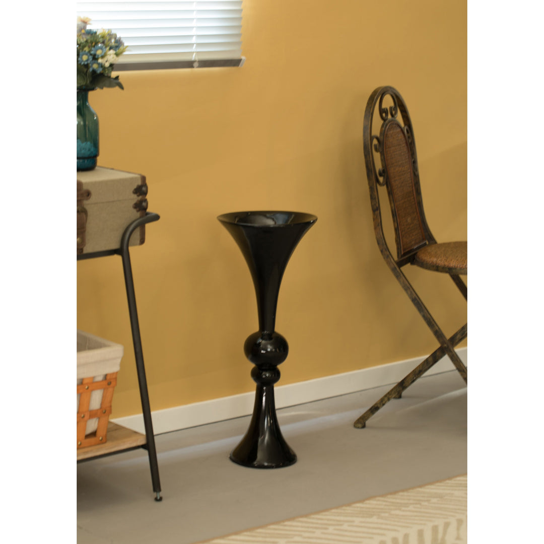 24-inch Tall Black Modern Trumpet Vase: Decorative Wedding Centerpiece, Elegant Table Decor, Tall Floor Flower Vase, Image 5