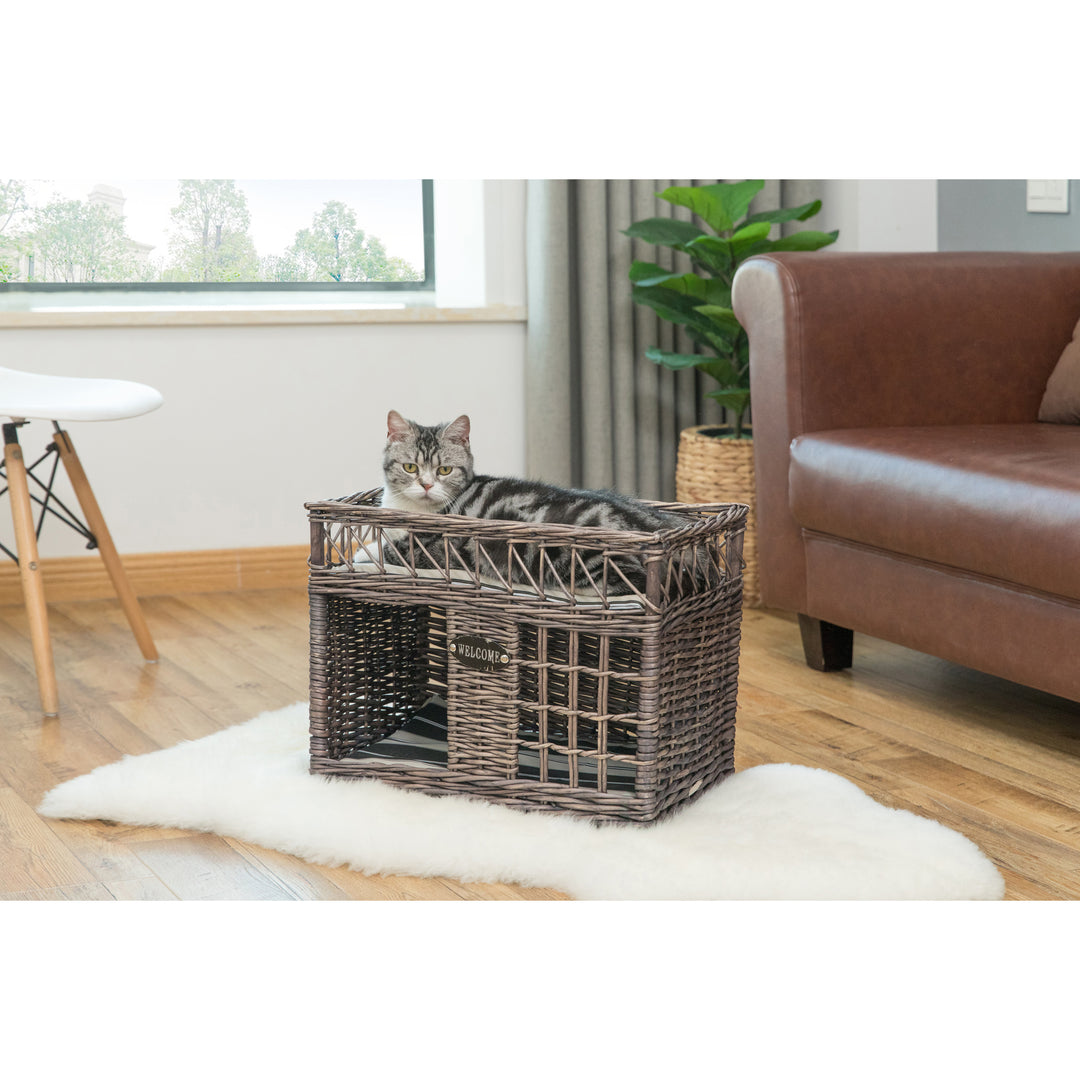 Willow Two-Level Pet House Grey Soft Cushion Cat Dog Bunnies Indoor Bed Image 4