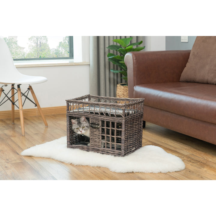 Willow Two-Level Pet House Grey Soft Cushion Cat Dog Bunnies Indoor Bed Image 5