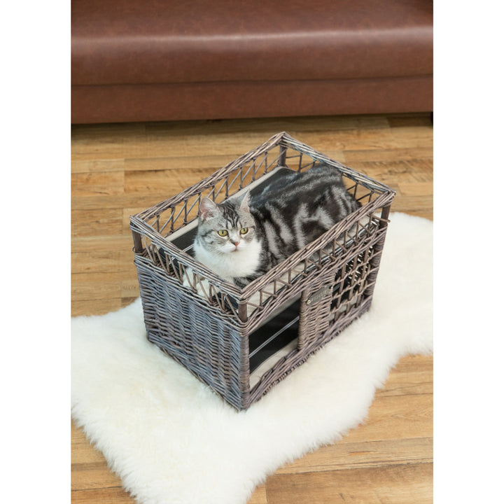 Willow Two-Level Pet House Grey Soft Cushion Cat Dog Bunnies Indoor Bed Image 9