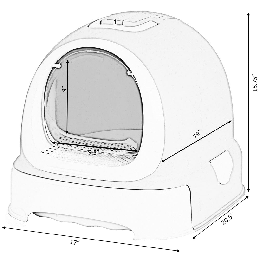 Fully Enclosed Hooded Cat Litter Pan with Scoop 17x20.5x15.75 Odor Control Image 6