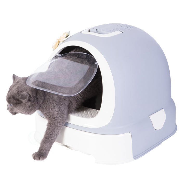 Fully Enclosed Hooded Cat Litter Pan with Scoop 17x20.5x15.75 Odor Control Image 11