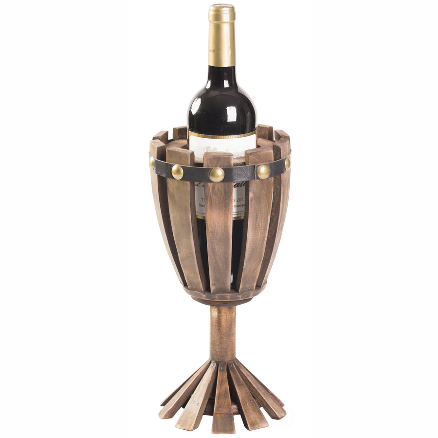 Wooden Vintage Goblet Wine Holder Decorative Bottle Stand Durable Centerpiece Image 1