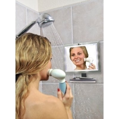 ToiletTree Products Deluxe LED Fogless Shower Mirror with Squeegee (Shower Mirror) Image 2