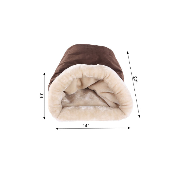 Armarkat C15 Cat Bed Soft Enclosed Mocha Faux Suede Washable 20"x14"x10" Image 2