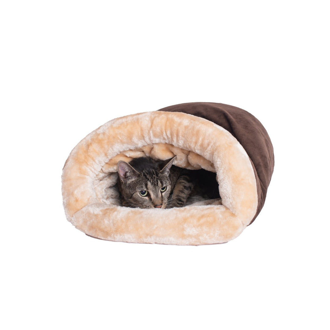 Armarkat C15 Cat Bed Soft Enclosed Mocha Faux Suede Washable 20"x14"x10" Image 3