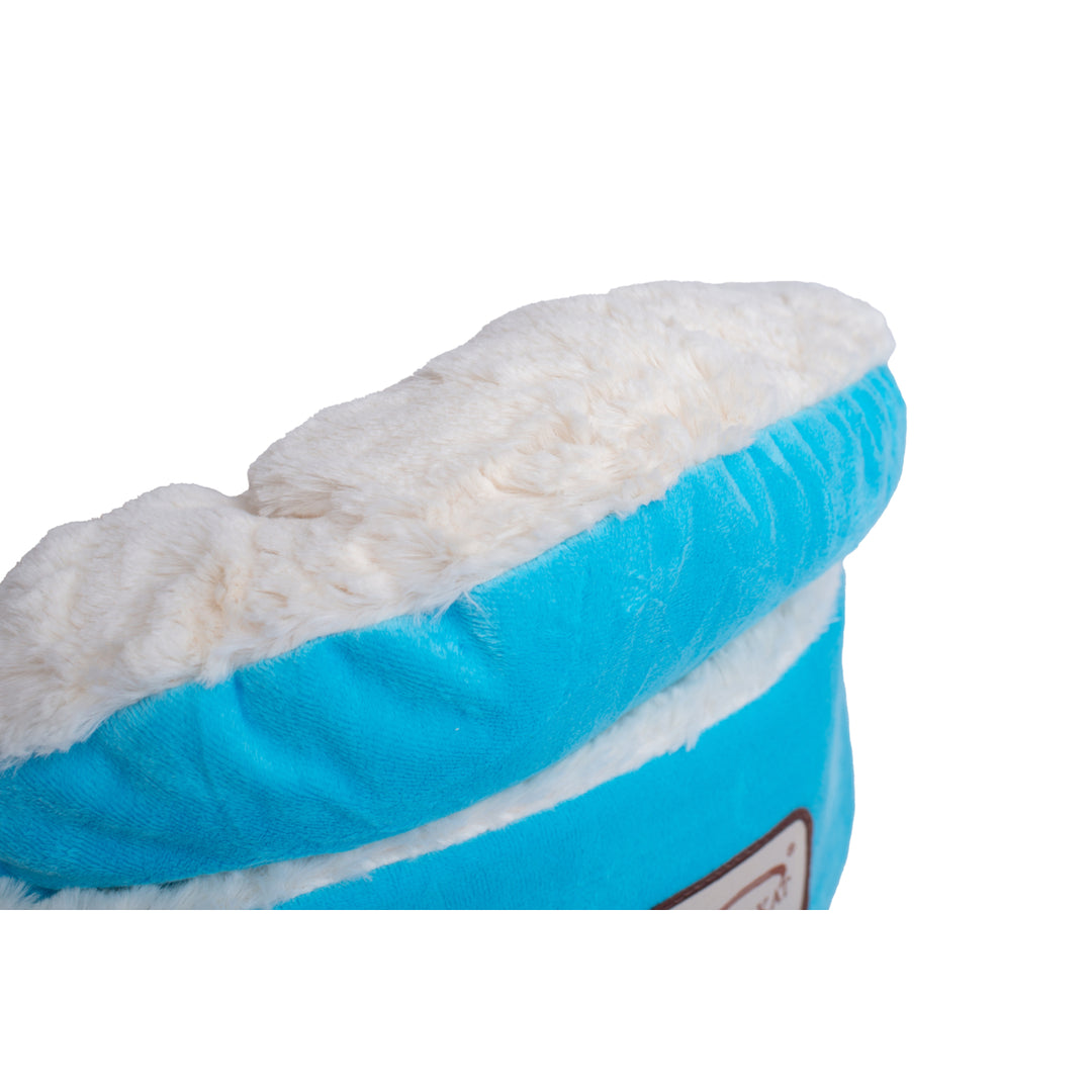 Armarkat Plush Round Pet Bed C12 Sky Blue for Cats and Small Dogs Waterproof Image 4