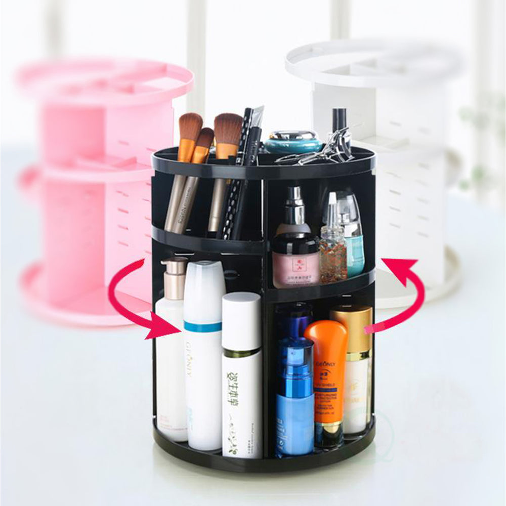 Rotating Makeup Organizer Tower 9in Dia x 12in H Adjustable Spinning Storage Image 2