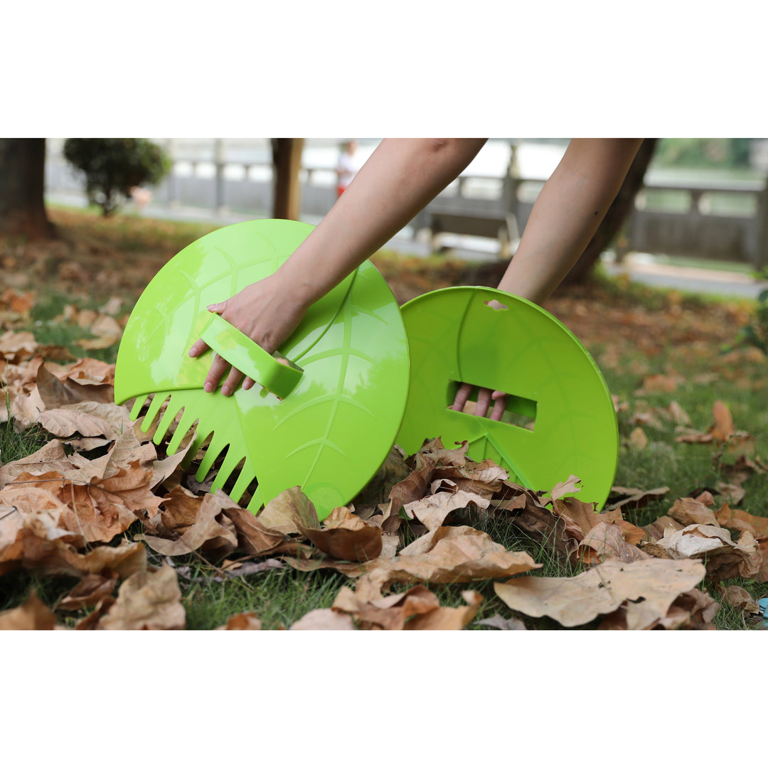 Decorative Leaf Scoops Hand Rakes for Lawn Garden Cleanup Durable Plastic 14x12 Image 5