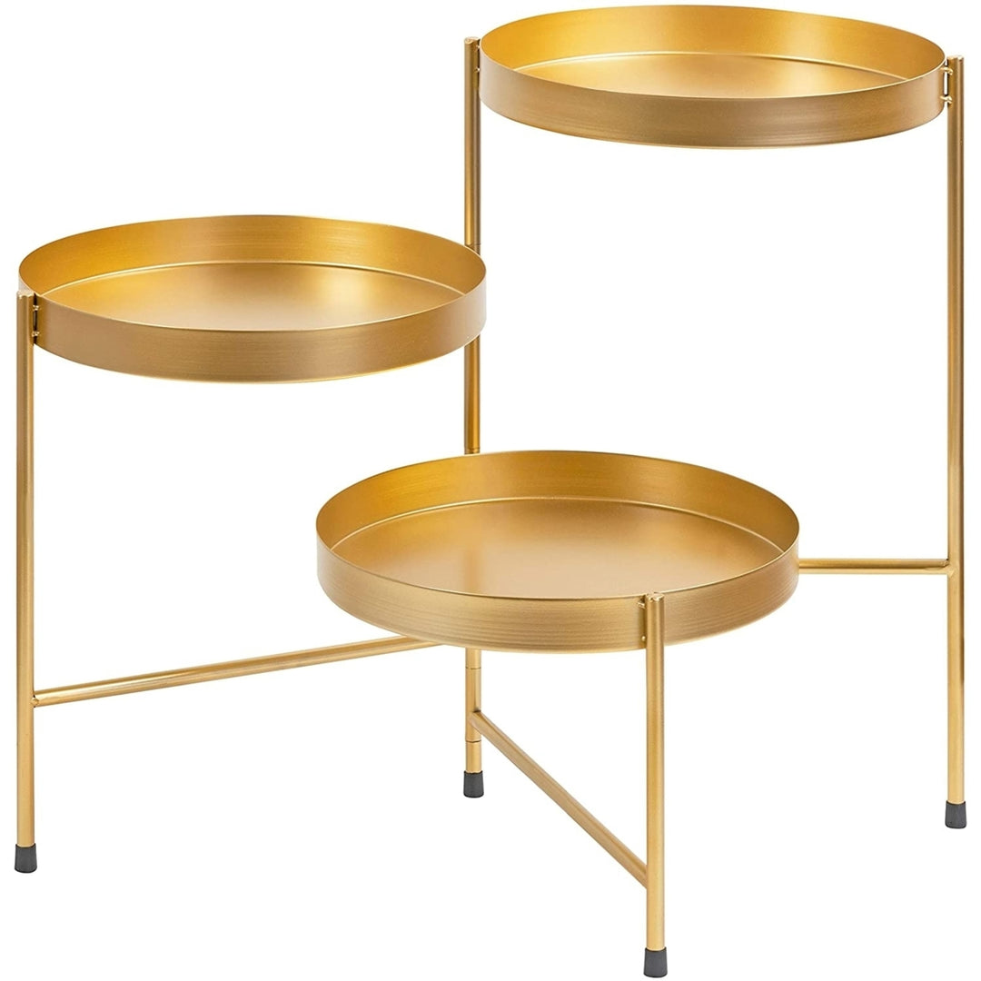 Tri-Level Plant Stand Gold Image 1