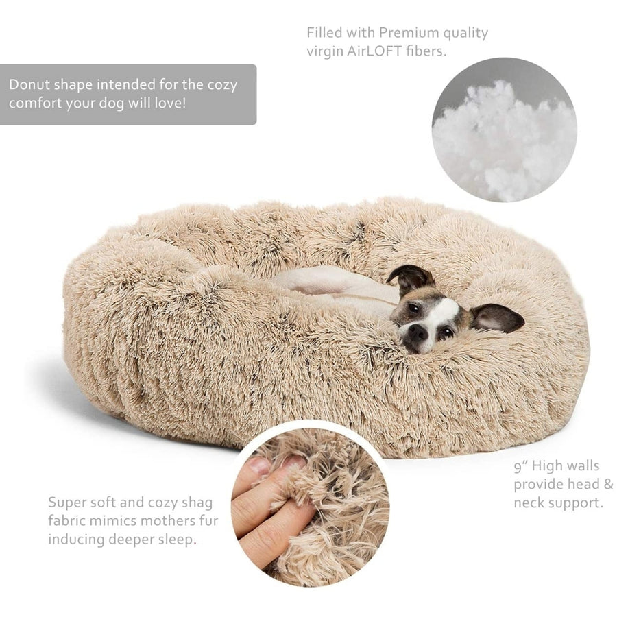 Shag Donut Cuddler Dog Bed Image 1