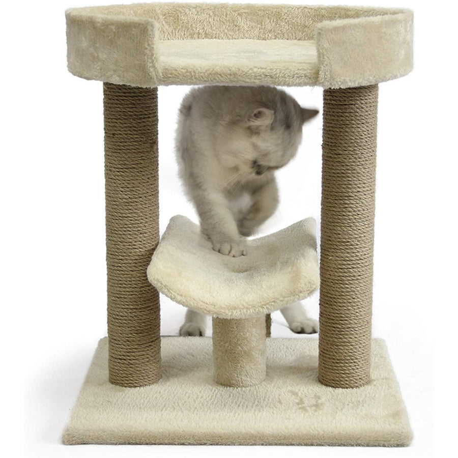 Top Platform Cat Tree - 18 x 14 x 22 Inches, Beige Image 1