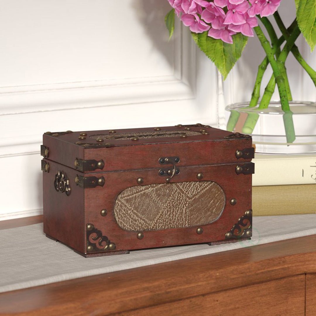 Vintage Wooden Recipe Card Box Rustic Organizer with Dividers 5x7 Stained Wood Image 2