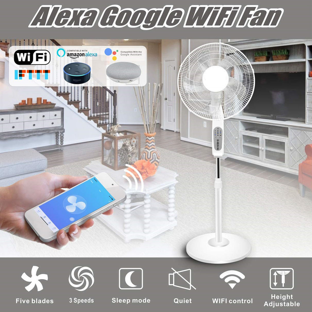 Technical Pro 16 Inch Wifi Standing Fan Oscillating Black White Amazon Alexa Google Home Image 3