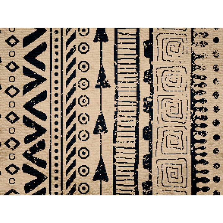 Deerlux Boho Area Rug Tribal Print Soft Nonslip Backing Ivory 5x7 Indoor Image 3