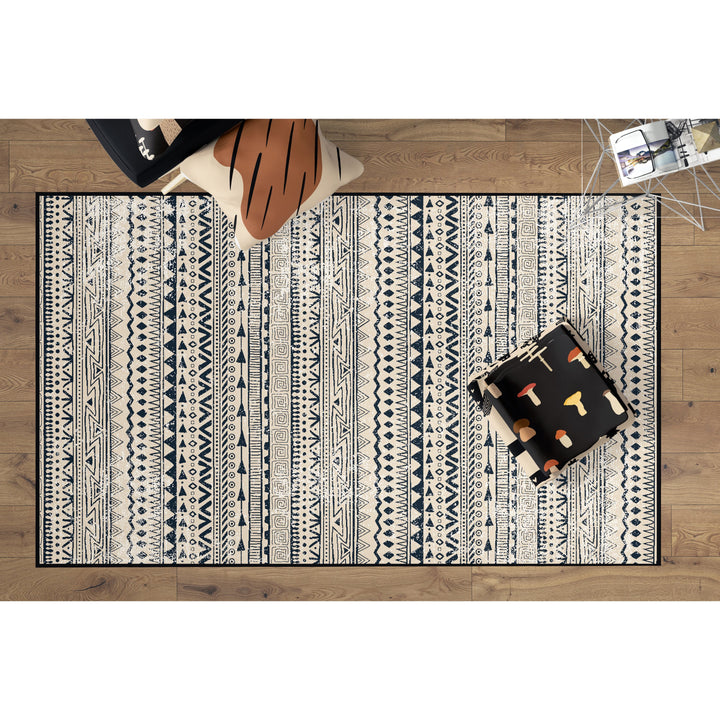 Deerlux Boho Living Room Area Rug with Nonslip Backing, Bohemian Tribal Print Pattern Image 6