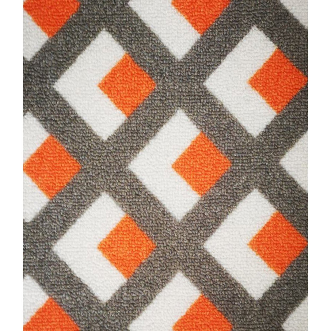 Deerlux Modern Living Room Area Rug with Nonslip Backing, Geometric Gray and Orange Trellis Pattern Image 3