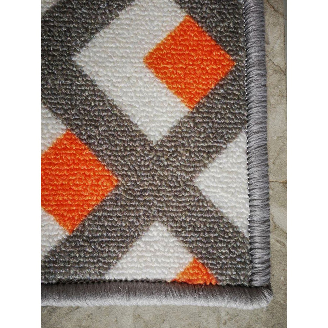 Deerlux Modern Living Room Area Rug with Nonslip Backing, Geometric Gray and Orange Trellis Pattern Image 4