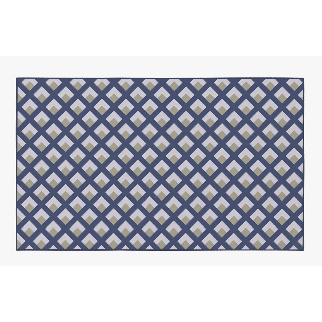 Deerlux Modern Living Room Area Rug with Nonslip Backing, Geometric Gray and Blue Trellis Pattern Image 5