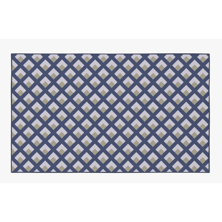 Deerlux Modern Living Room Area Rug with Nonslip Backing, Geometric Gray and Blue Trellis Pattern Image 5