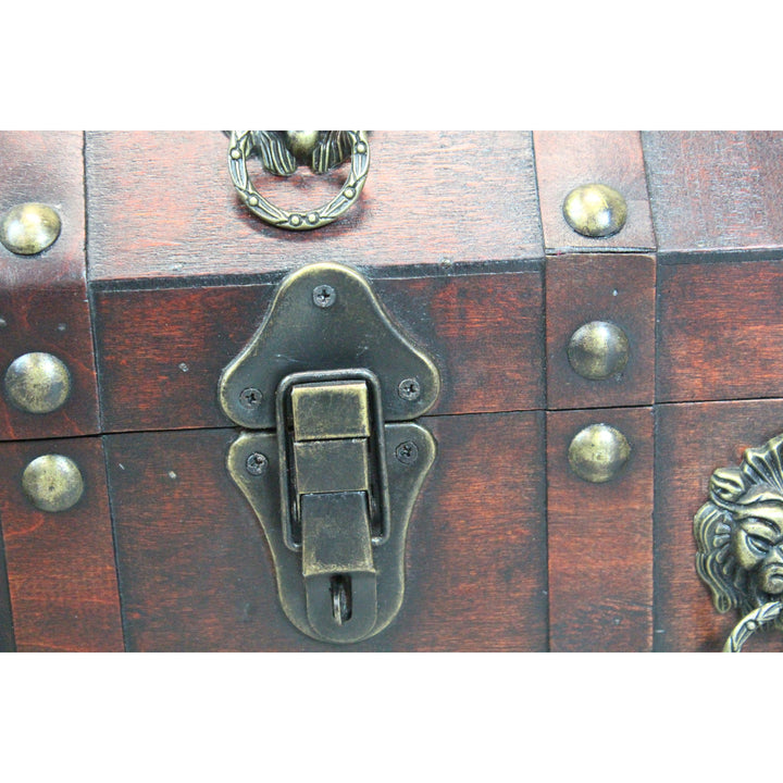 Handmade Wooden Pirate Treasure Chest Vintage Storage Box Lockable Latch 13x9x9.25 Image 4