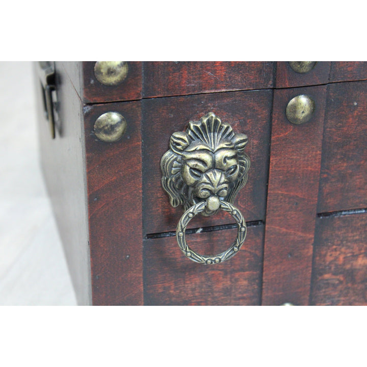 Handmade Wooden Pirate Treasure Chest Vintage Storage Box Lockable Latch 13x9x9.25 Image 5