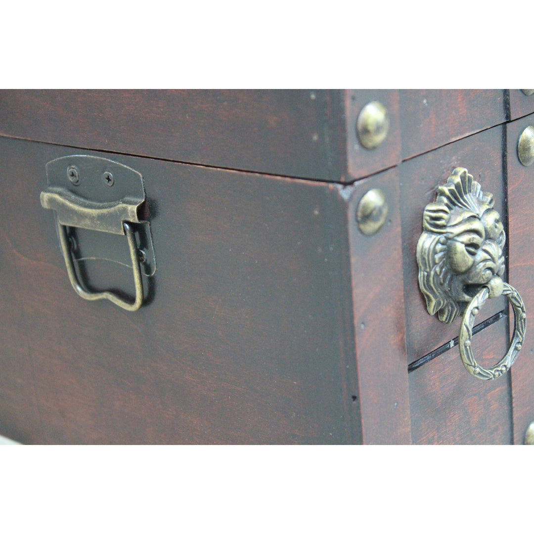 Handmade Wooden Pirate Treasure Chest Vintage Storage Box Lockable Latch 13x9x9.25 Image 6