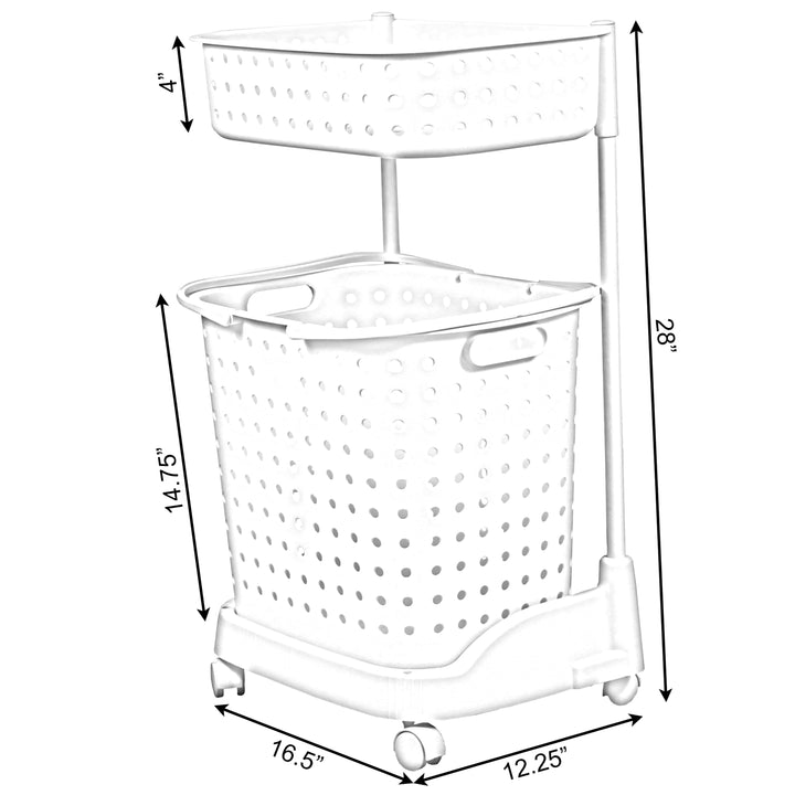 2 Tier Plastic Laundry Basket with Wheels Image 6