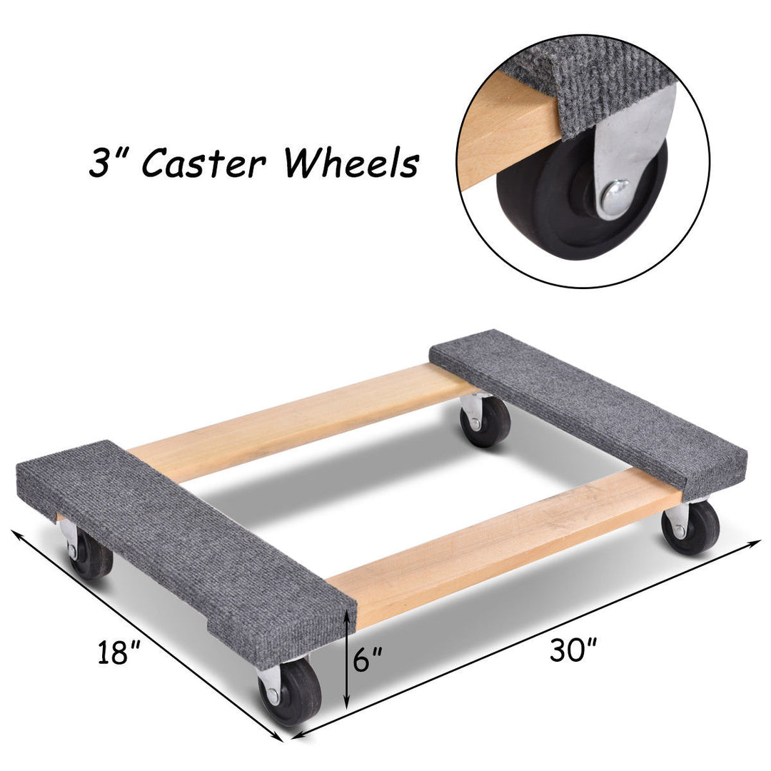 2PCS Furniture Dolly Moving Carrier Mover Handle Caster 1000lbs Capacity 30x18 Image 5