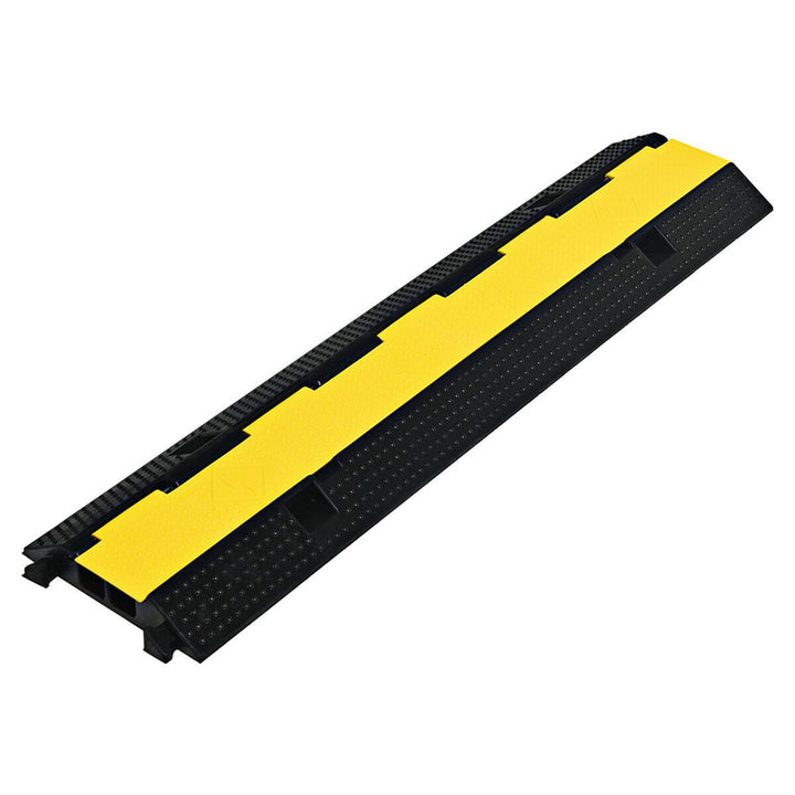 2 Channel Rubber Floor Cable Protectors Traffic Speed Bump w/Flip-Open Top Cover Image 1