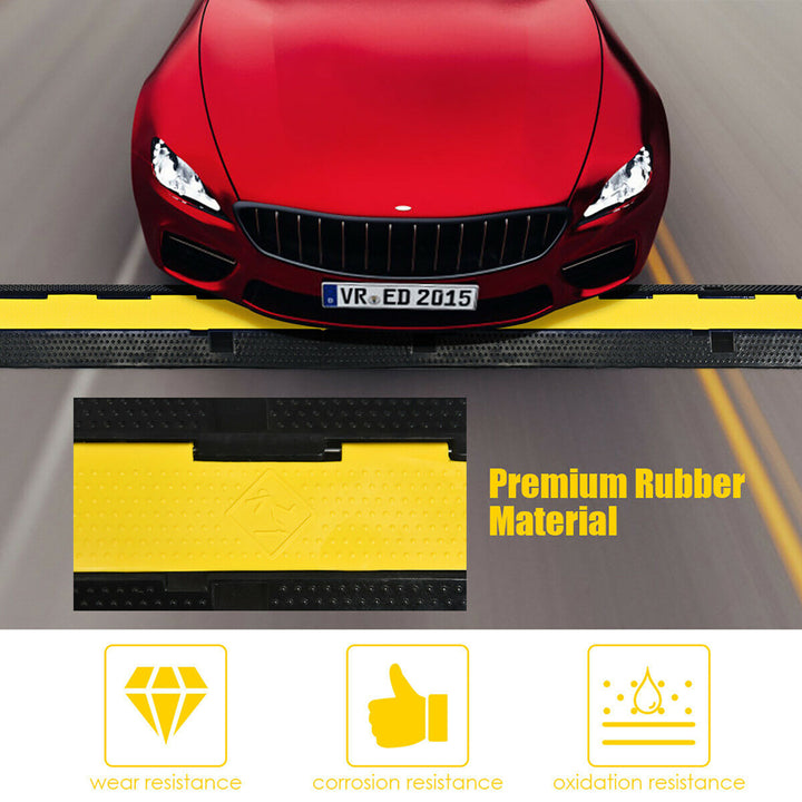 2 Channel Rubber Floor Cable Protectors Traffic Speed Bump w/Flip-Open Top Cover Image 7