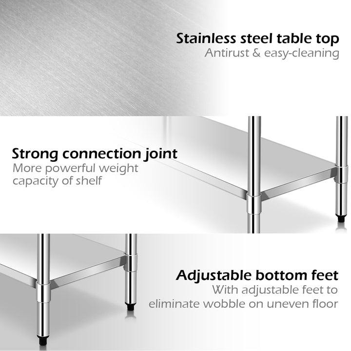 30 x 48 Stainless Steel Commercial Kitchen Work Table w/ 4 Wheels Image 10