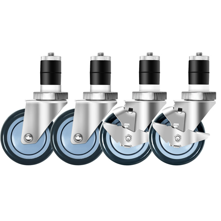 Set of 4 Swivel Caster 4" Kitchen Prep Table Wheel For 1-1/2" ID Tubing w/ Brake Image 8