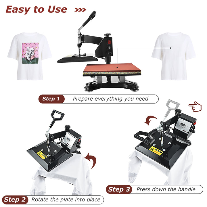 12 x 10 Heat Press Machine Swing-Away Digital Transfer Sublimation T-Shirt Image 8