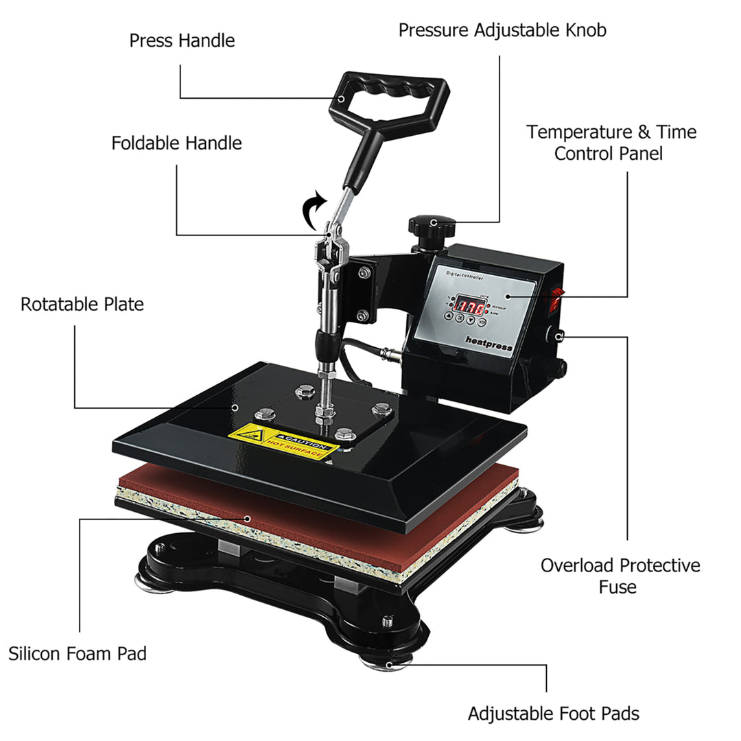 12 x 10 Heat Press Machine Swing-Away Digital Transfer Sublimation T-Shirt Image 9